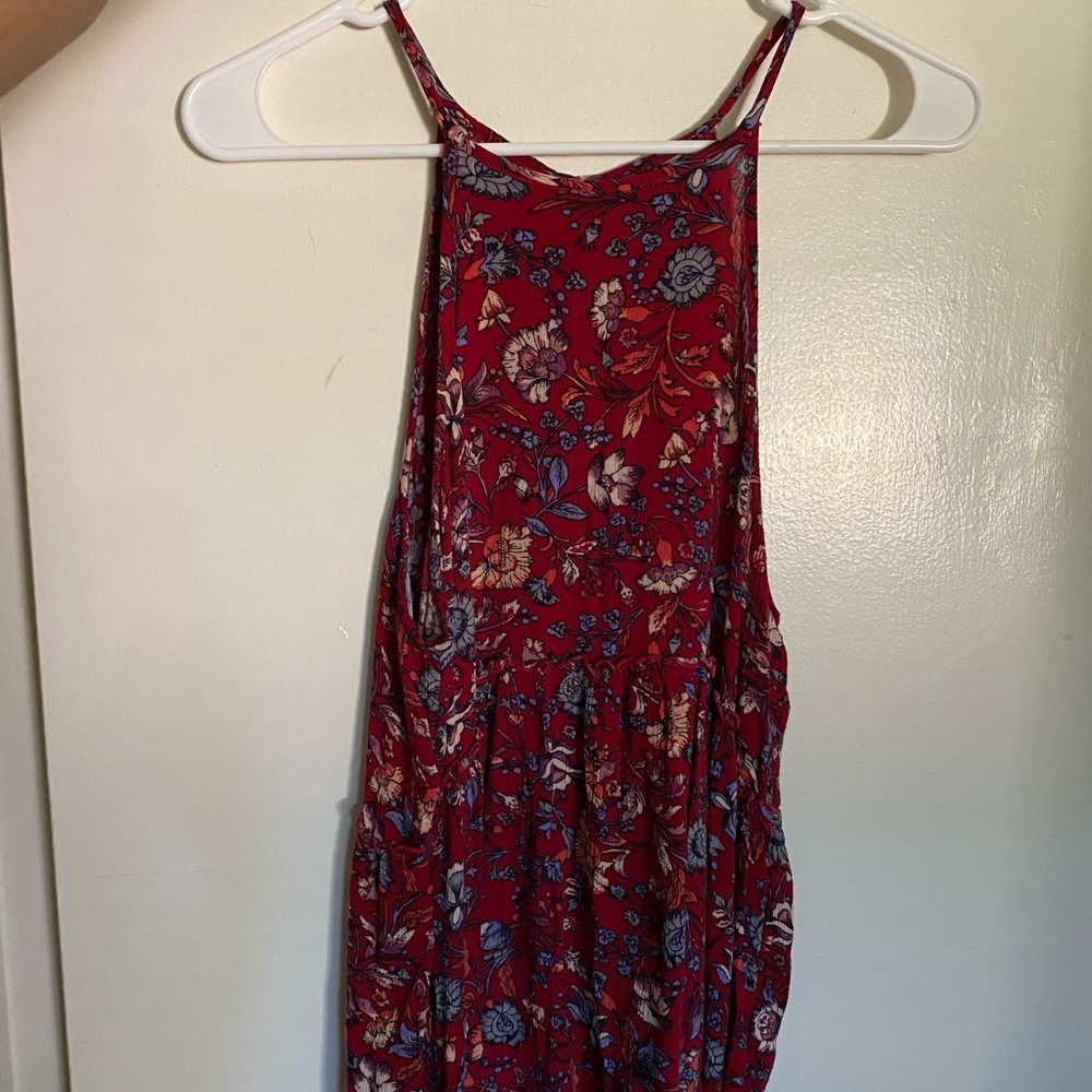 American Eagle Red Flowy Floral Tank Top